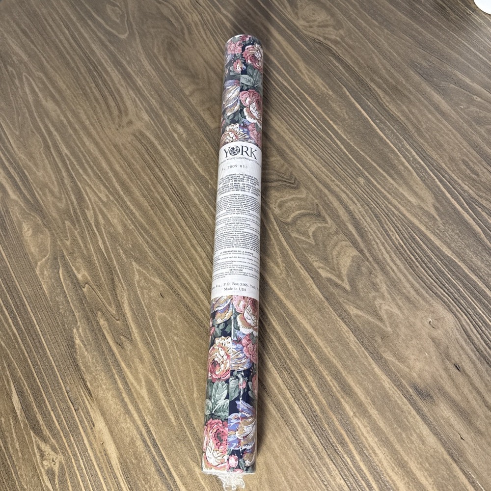VTG York Carey Lind Wallpaper Floral Rose PL 7809 R13 Double Roll 56 sq ft NOS